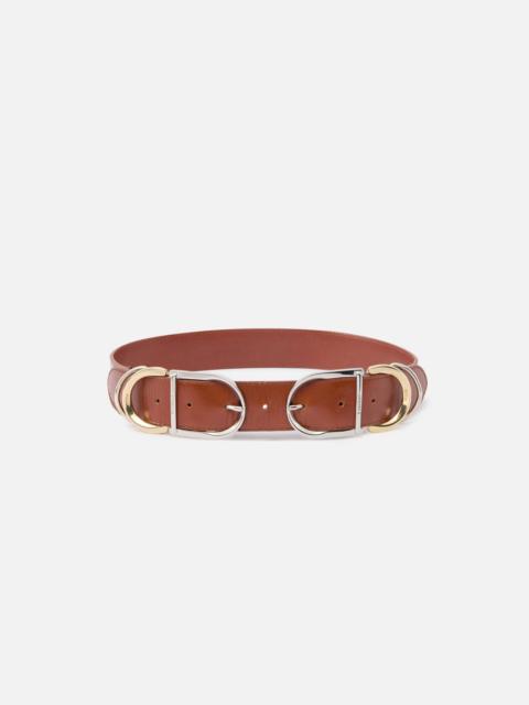 PINKO SHINY LEATHER BELT WITH METAL LOOPS, 4 CM