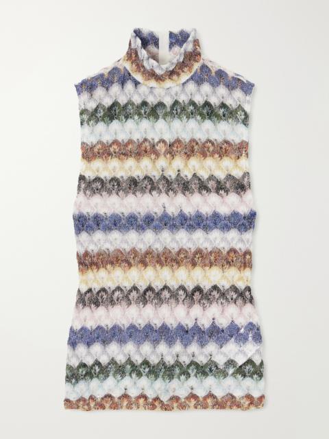Missoni Striped Metallic Crochet-knit Tank