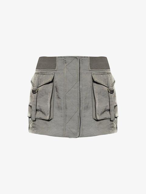 Aviator flap-pocket shell mini skirt