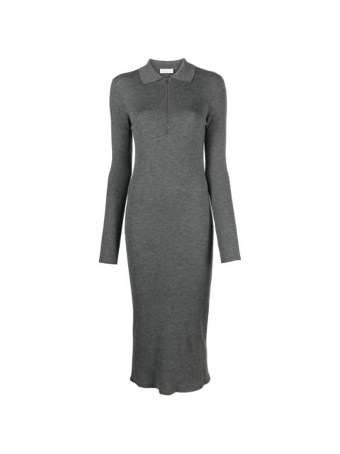 polo-collar wool dress