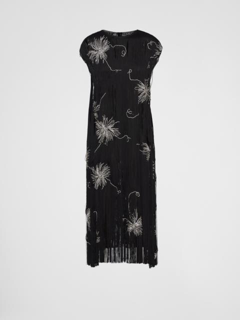 Embroidered dress with fringe