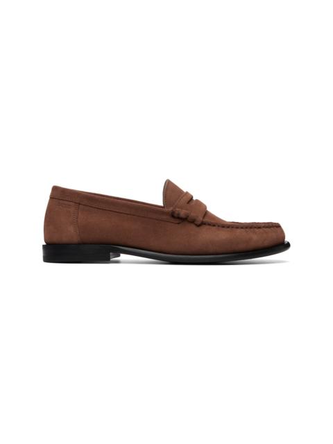 BOSS Brown Penny-Trim Suede Loafers