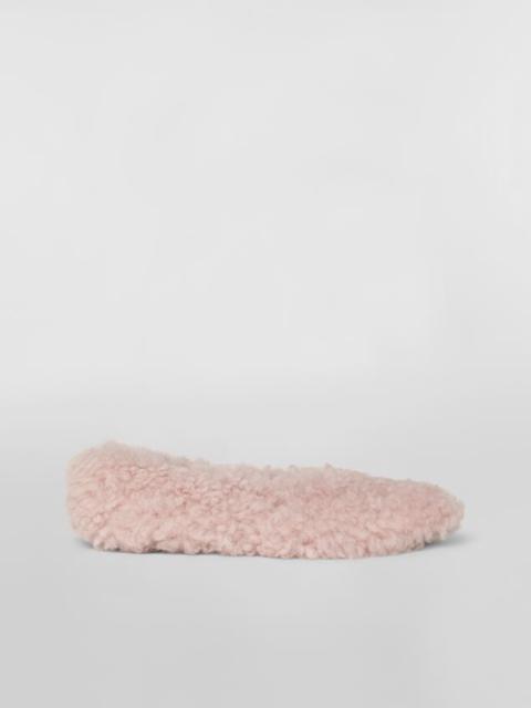 WHITE SHEARLING BALLERINA