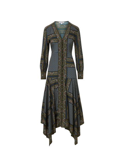VERONICA BEARD SKYE SCARF-PRINT MIDI DRESS