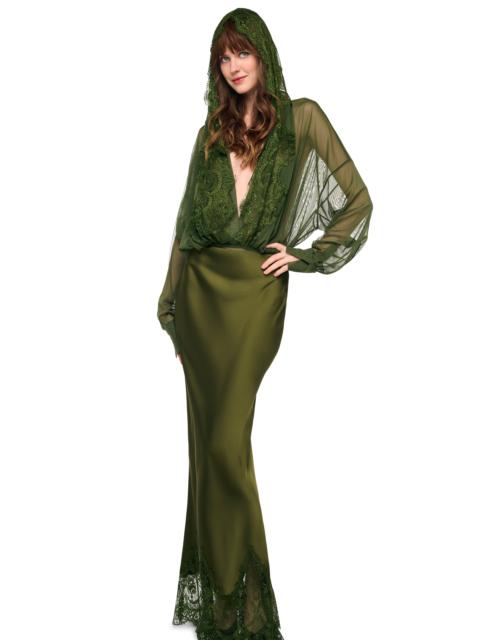 NORMA KAMALI BIAS OBIE SKIRT W/ LACE
