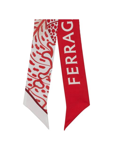 Foliage-print twilly band scarf