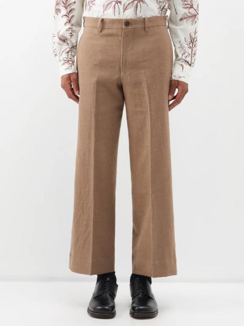 Sasquatchfabrix. Cropped linen-blend flared trousers