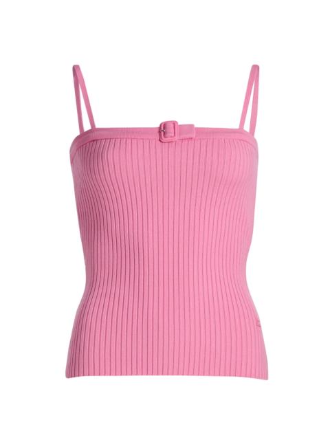 courrèges Women's Buckle Rib-Knit Top - Party Pink