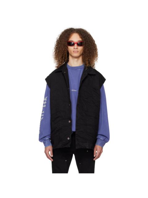 We11done Black Cotton Vest | REVERSIBLE