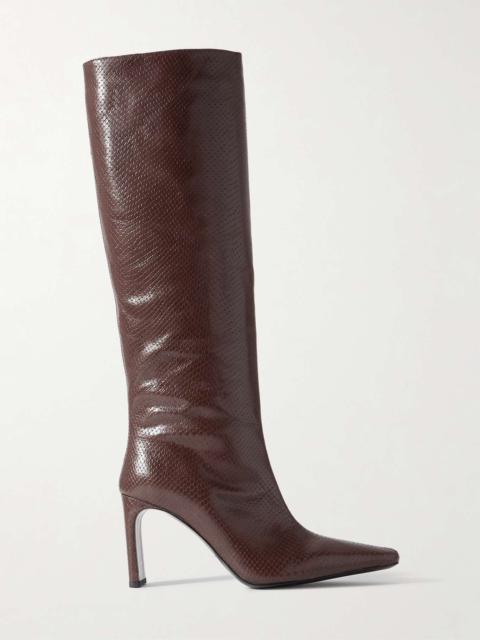 Wally lizard-effect leather knee boots