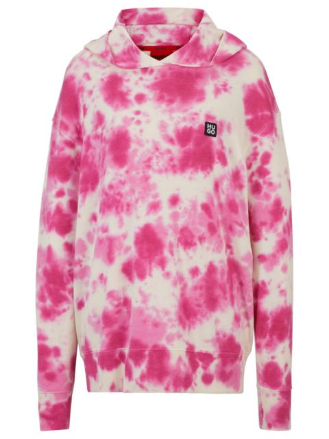 HUGO STACKED-LOGO RELAXED-FIT HOODIE WITH SEASONAL PRINT