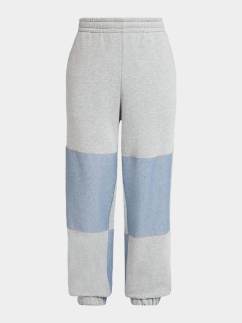 Moncler Men's Color Block Cotton Denim Sweatpants