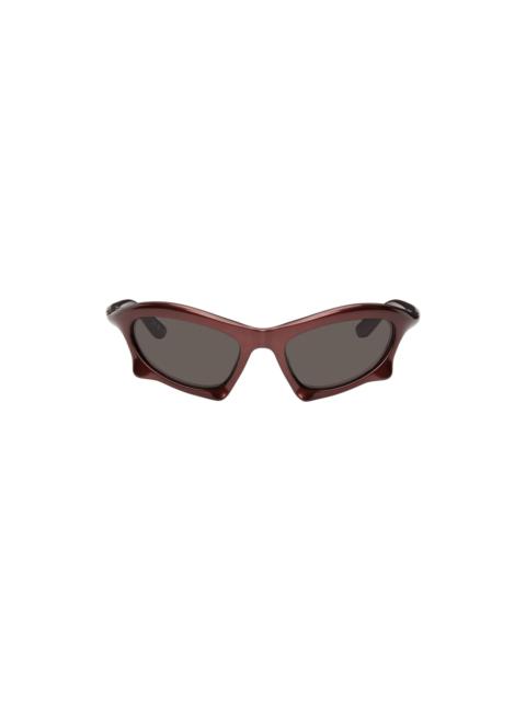 Burgundy Bat Rectangle Sunglasses