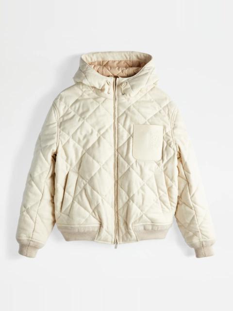 Tod's TOD'S QUILTED OVER BOMBER JACKET - BEIGE