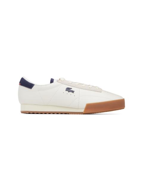 LACOSTE Off-White & Navy Aura Leather Sneakers