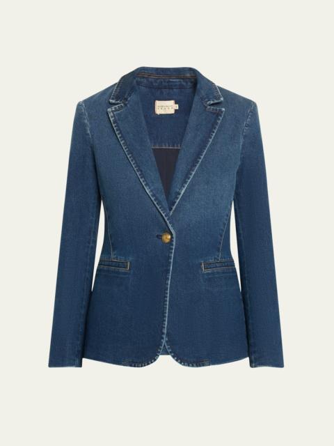 Alice + Olivia Macey Denim Notch-Collar Fitted Blazer
