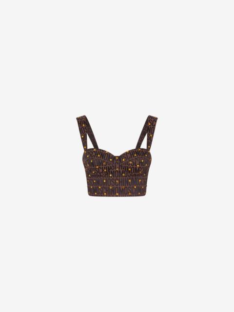 Moschino ALLOVER LOGO BRALETTE WITH RHINESTONES