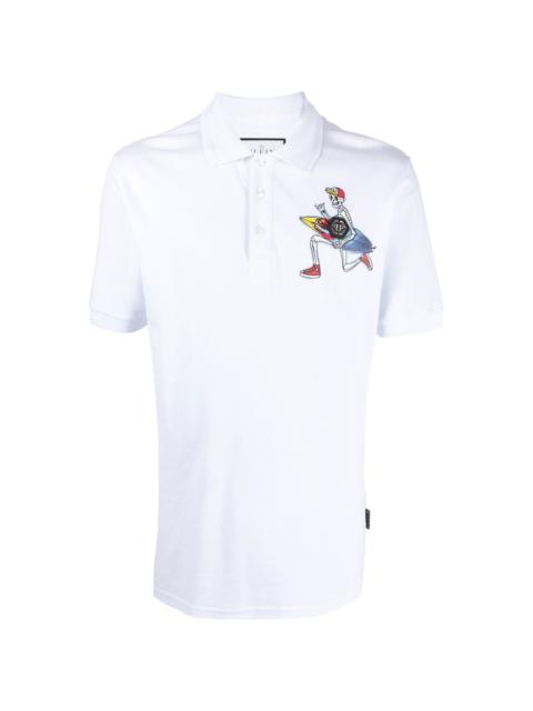 graphic-print polo shirt