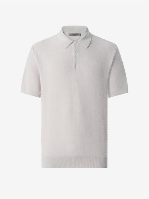 CORNELIANI Beige button-up Egyptian cotton polo shirt