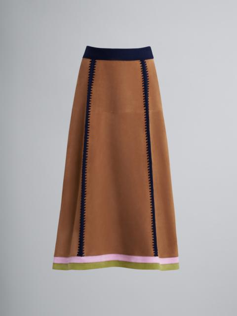 Marni SUEDE NATURAL NAPPA KNIT SKIRT