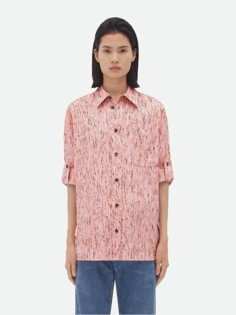 Textured Viscose Stripe Shirt With "BV" Embroidery