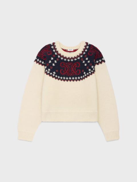 CELINE embroidered crew neck sweater in fair isle wool