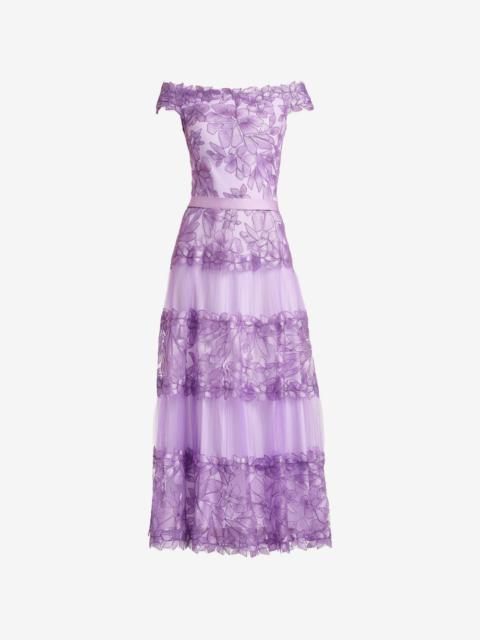 TADASHI SHOJI floral off-shoulder midi dress