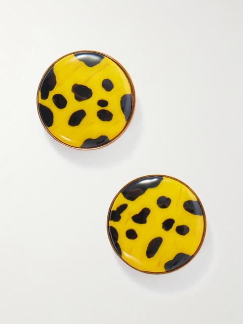 Dries Van Noten Gold-tone Enamel And Brass Earrings