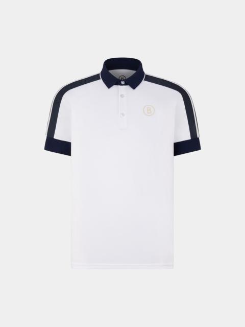 BOGNER Claudius Functional polo shirt in White/Navy blue