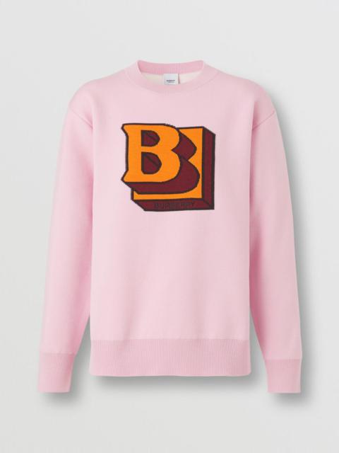 Letter Graphic Wool Blend Jacquard Sweater
