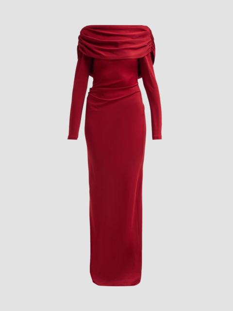 LELA ROSE Women's Draped Off-the-Shoulder Jersey Gown - Oxblood