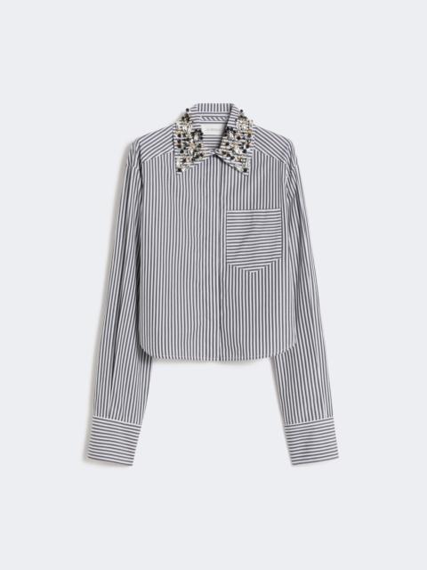 Sportmax QUAGGA Striped poplin cropped shirt - BLACK