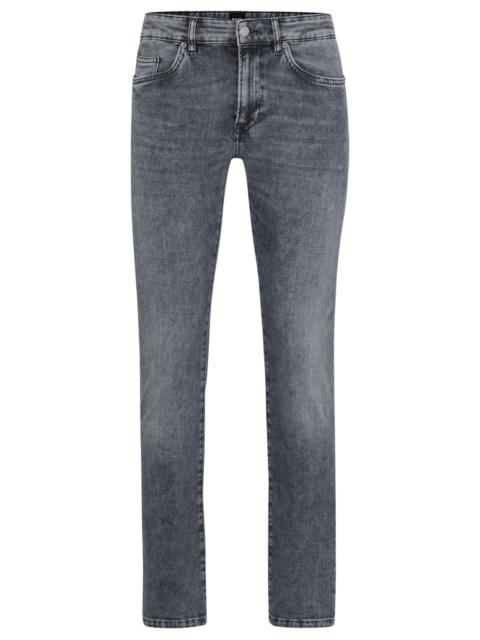 BOSS SLIM-FIT JEANS IN STONEWASHED GRAY ITALIAN STRETCH DENIM