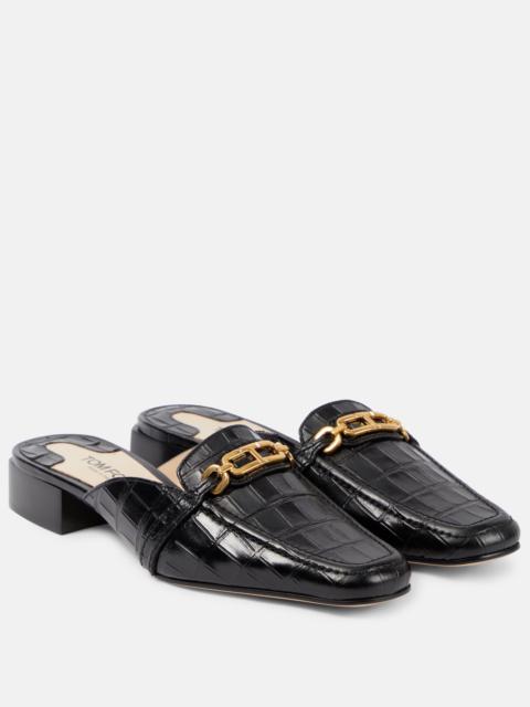 Whitney croc-effect leather mules