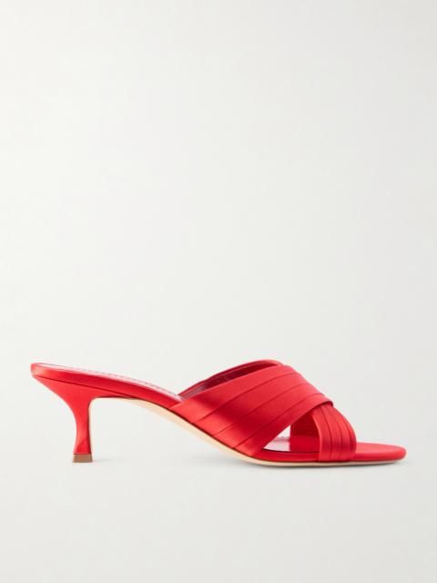 Manolo Blahnik Viera 50 Satin Mules