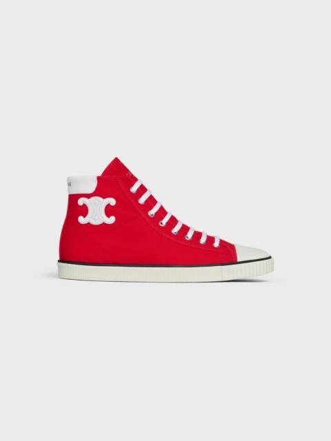 CELINE Celine Blank Mid Lace Up Sneaker with Toe Cap in Canvas and Calfskin