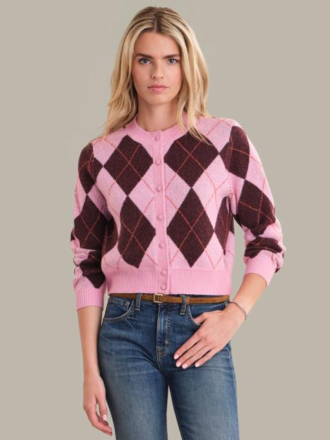 525 america Parker: Diamond Check Crewneck Cardigan