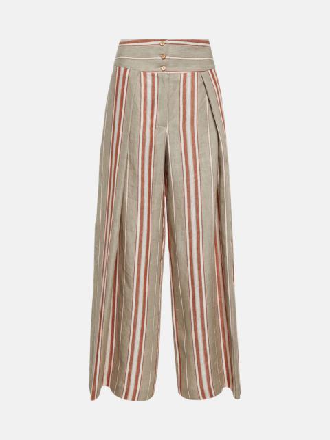 Loro Piana Notan striped wide-leg linen pants