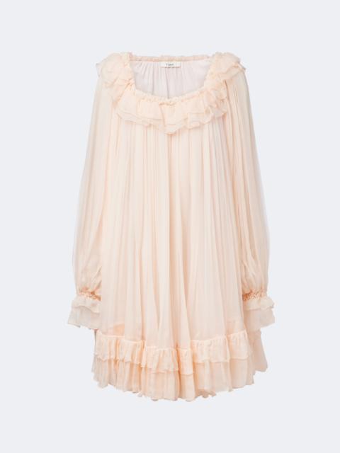 Chloé Gathered ruffled silk muslin minidress