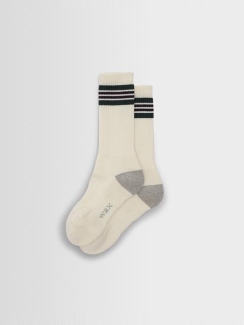 Wax London Thorpe - Ecru And Green Preppy Stripe Socks
