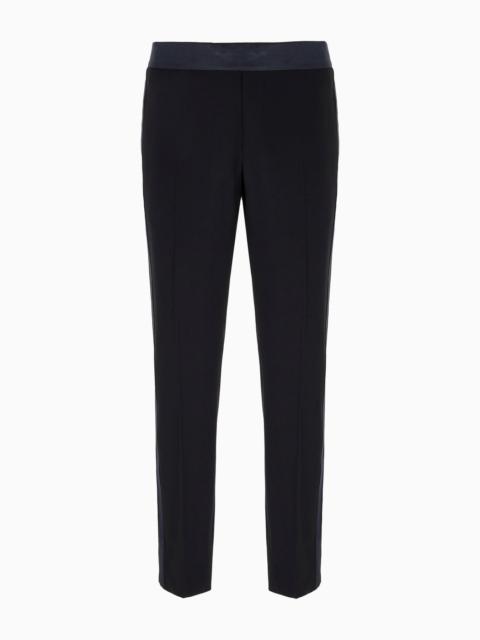 Giorgio’s wool crepe and grosgrain trousers