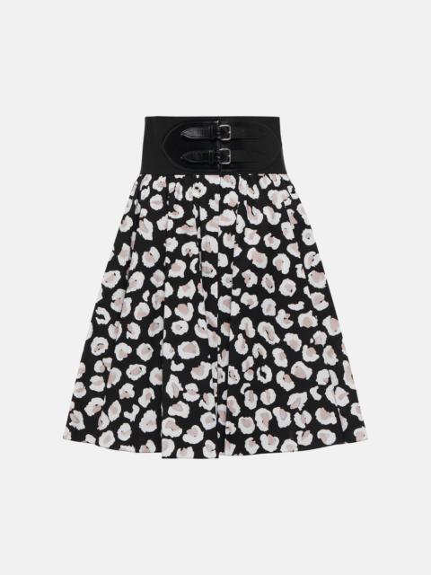 Alaïa Floral cotton leather-trimmed miniskirt