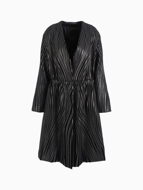 GIORGIO ARMANI EMBROIDERED NAPPA LEATHER AND VELVET COAT