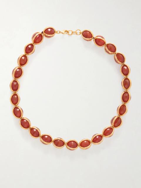 Jil Sander Gold-tone Agate Beaded Necklace