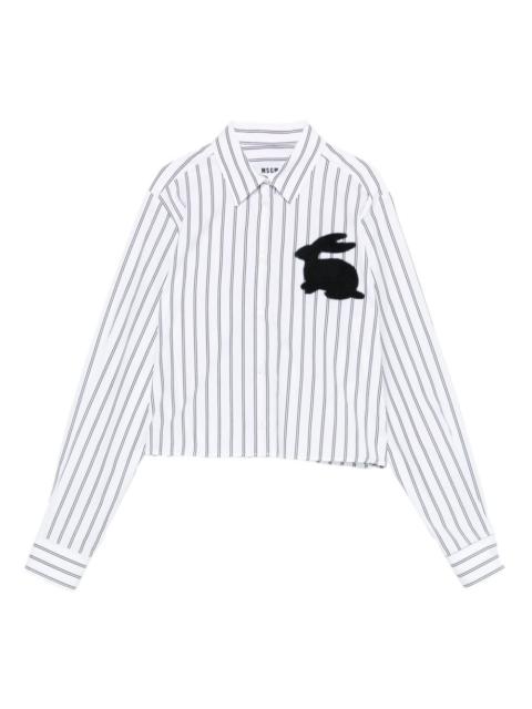 MSGM striped rabbit-appliqué shirt