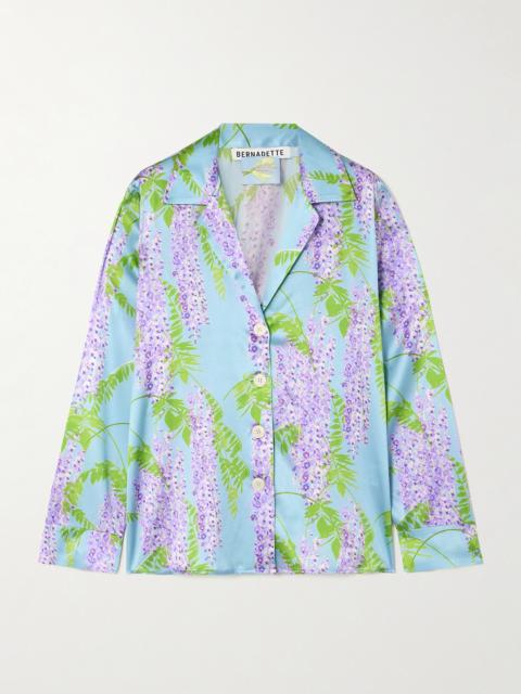 BERNADETTE Louis Floral-print Stretch-silk Pajama Shirt