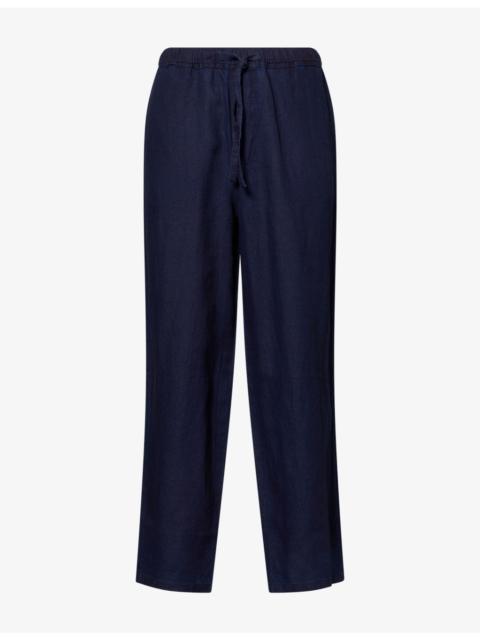 FRAME Drawstring-Waist Straight-Leg Linen Trousers