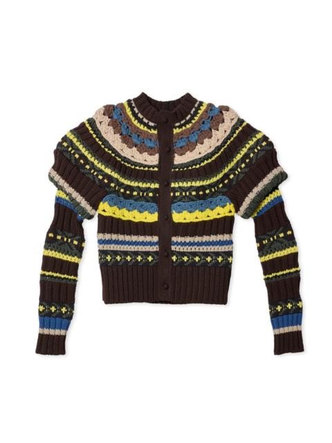 sacai Mix Knit Cardigan Puff Slv