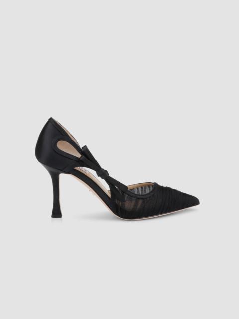 BADGLEY MISCHKA Women's Rayna 85MM Bow-Detail Tulle & Satin D'Orsay Pumps - Black Satin
