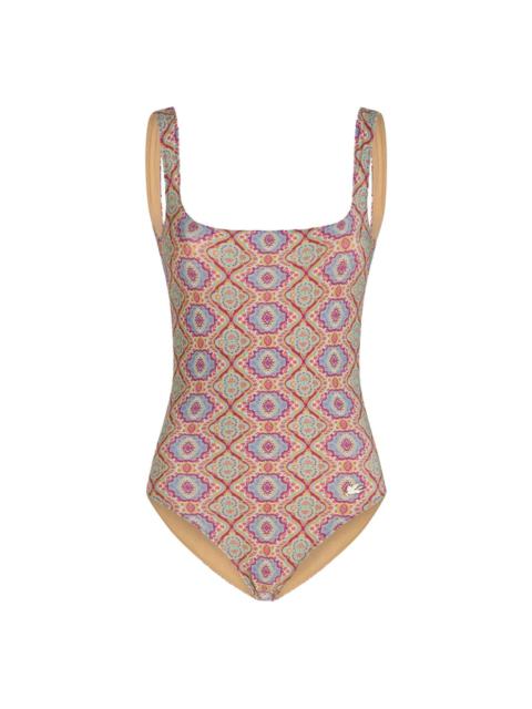 Etro monogram-pattern square-neck swimsuit